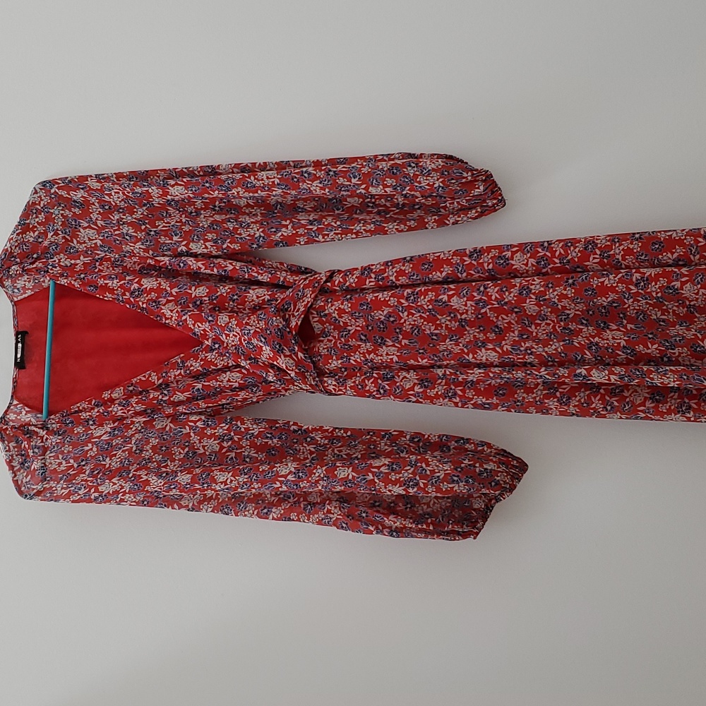 NICHOLAS Red Blossom Floral Top-Wrap Silk Maxi Dress - Picture 3 of 12